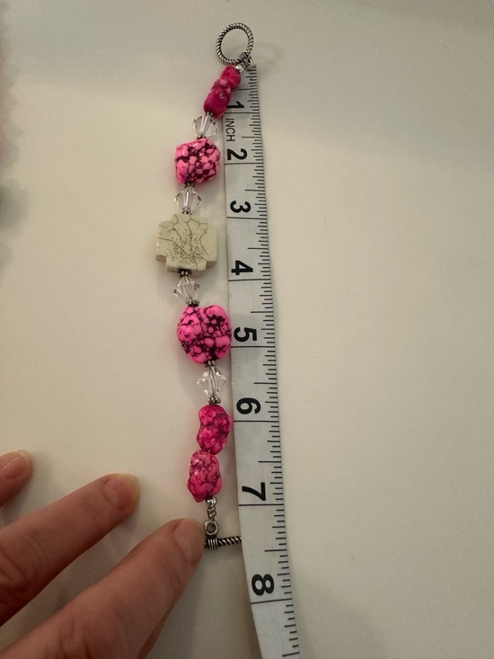 Handmade Western Boho Pink & Green Stone Statement Jewelry Set - 3pc - Picture 5 of 13